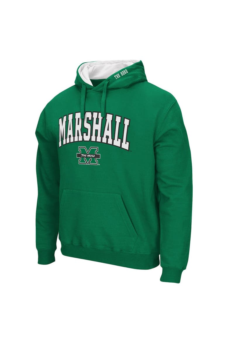 Men's Colosseum Kelly Green Marshall Thundering Herd Arch and Logo Pullover Hoodie, Alternate, color, Kelly Green
