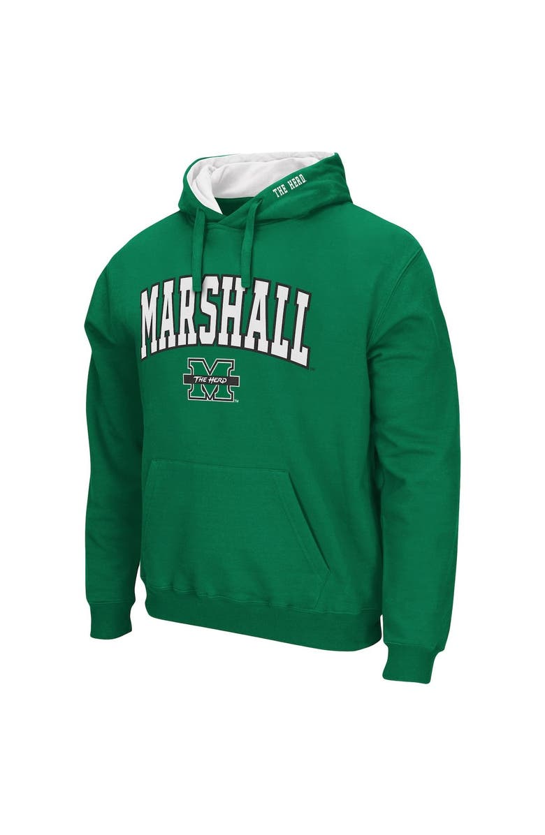 COLOSSEUM Men's Colosseum Kelly Green Marshall Thundering Herd Arch and Logo Pullover Hoodie, Alternate, color, Kelly Green