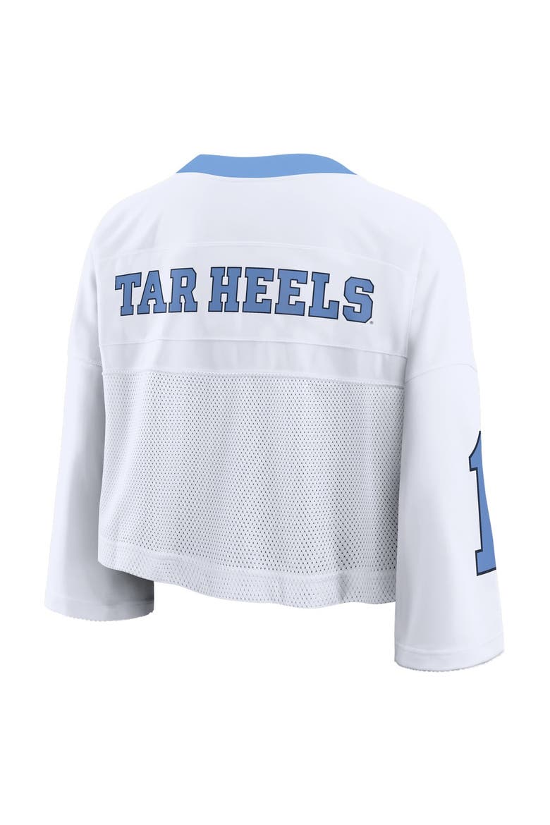Women's Nike White North Carolina Tar Heels Oversized Logo Cropped Fashion Jersey, Alternate, color, White