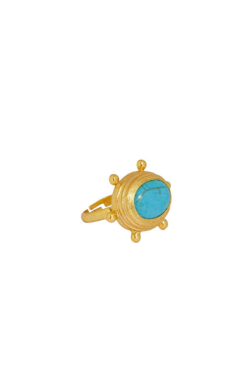 Ottoman Hands Zand Turquoise Cocktail Ring, Main, color, Gold