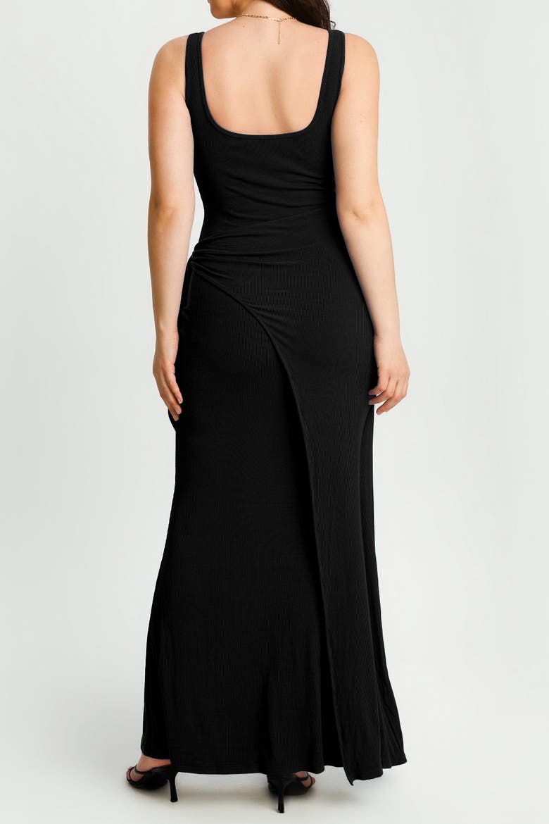 Built In Shapewear Modal Twist Wrap Maxi Dress, Alternate, color, Jet