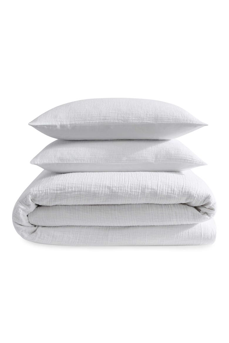 Jacquard Cotton Duvet & Shams Set, Main, color, WHITE