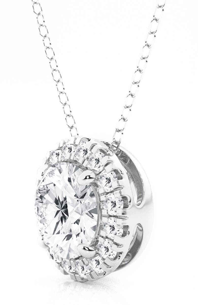 Badgley Mischka Collection Lab Created Diamond Halo Necklace - 1.75ctw, Alternate, color, 
