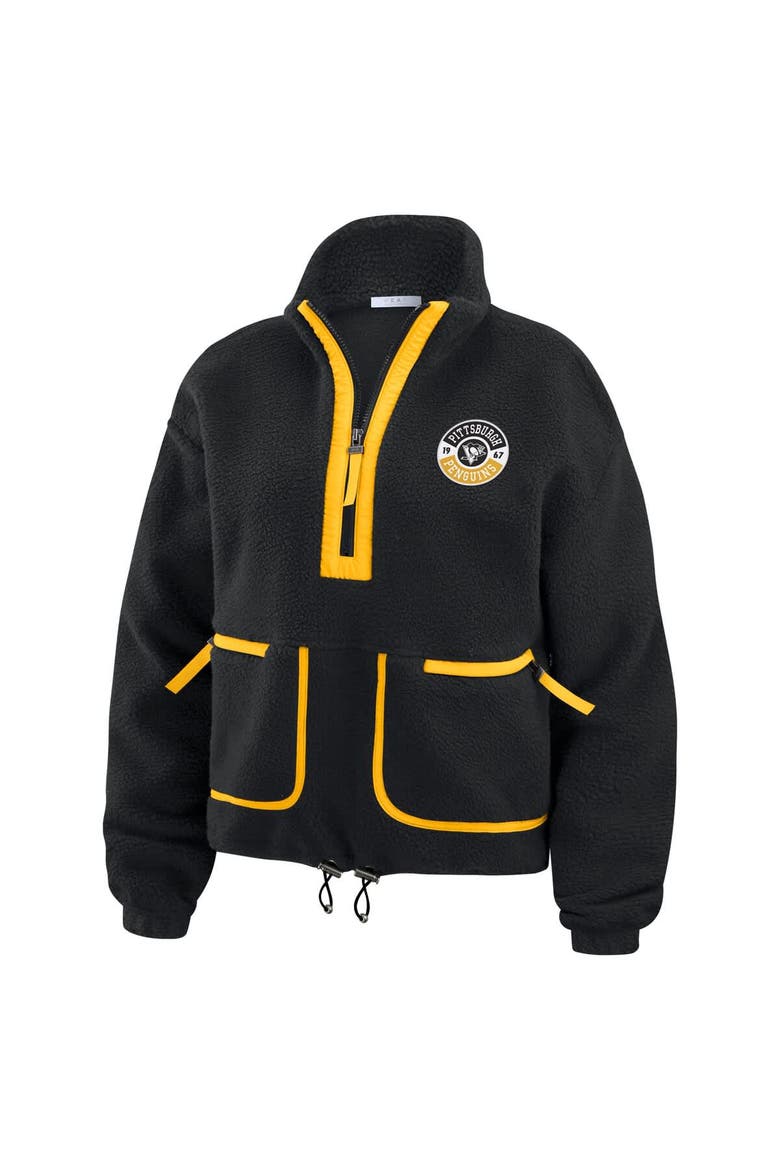 Women's WEAR by Erin Andrews  Black Pittsburgh Penguins Polar Fleece Half-Zip Jacket, Alternate, color, Black