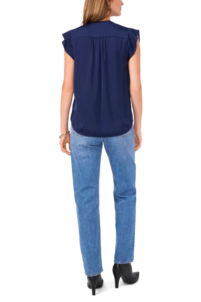 Ruffle Sleeve Satin Top, Alternate, color, CLASSIC NAVY