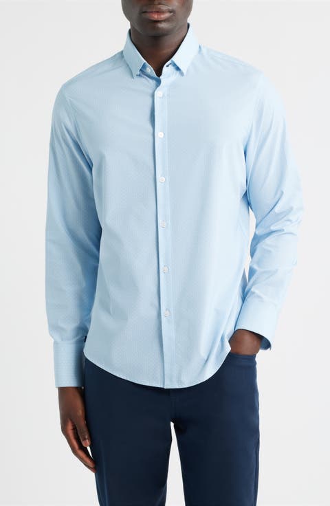 Leeward No Tuck Trim Fit Performance Button-Up Shirt