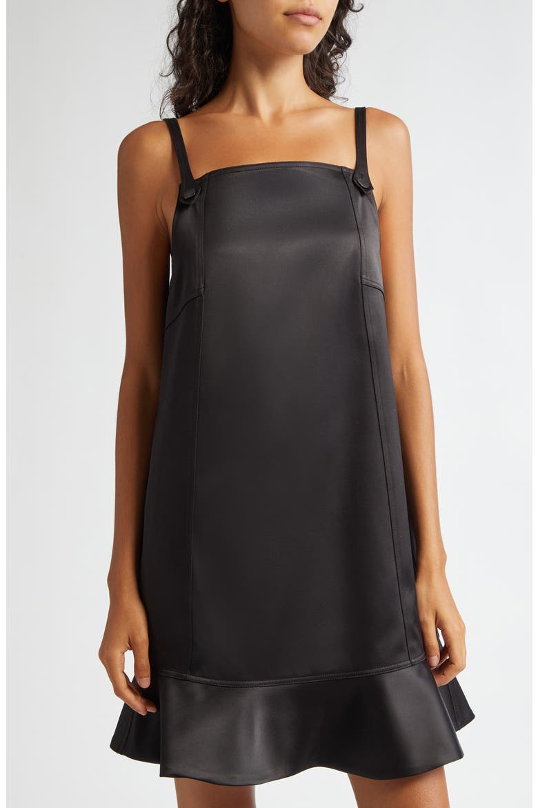 Duchesse Satin Minidress, Alternate, color, BLACK