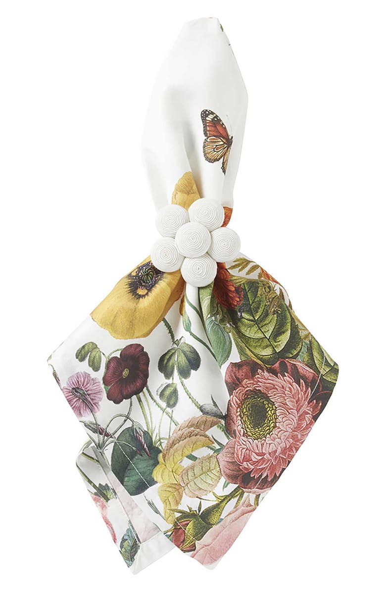 Juliska Field of Flowers Set of 4 Cotton Sateen Napkins, Alternate, color, White Multi