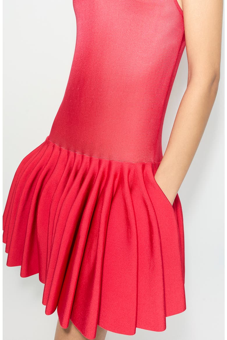 Knit Godet Minidress, Alternate, color, ROUGE