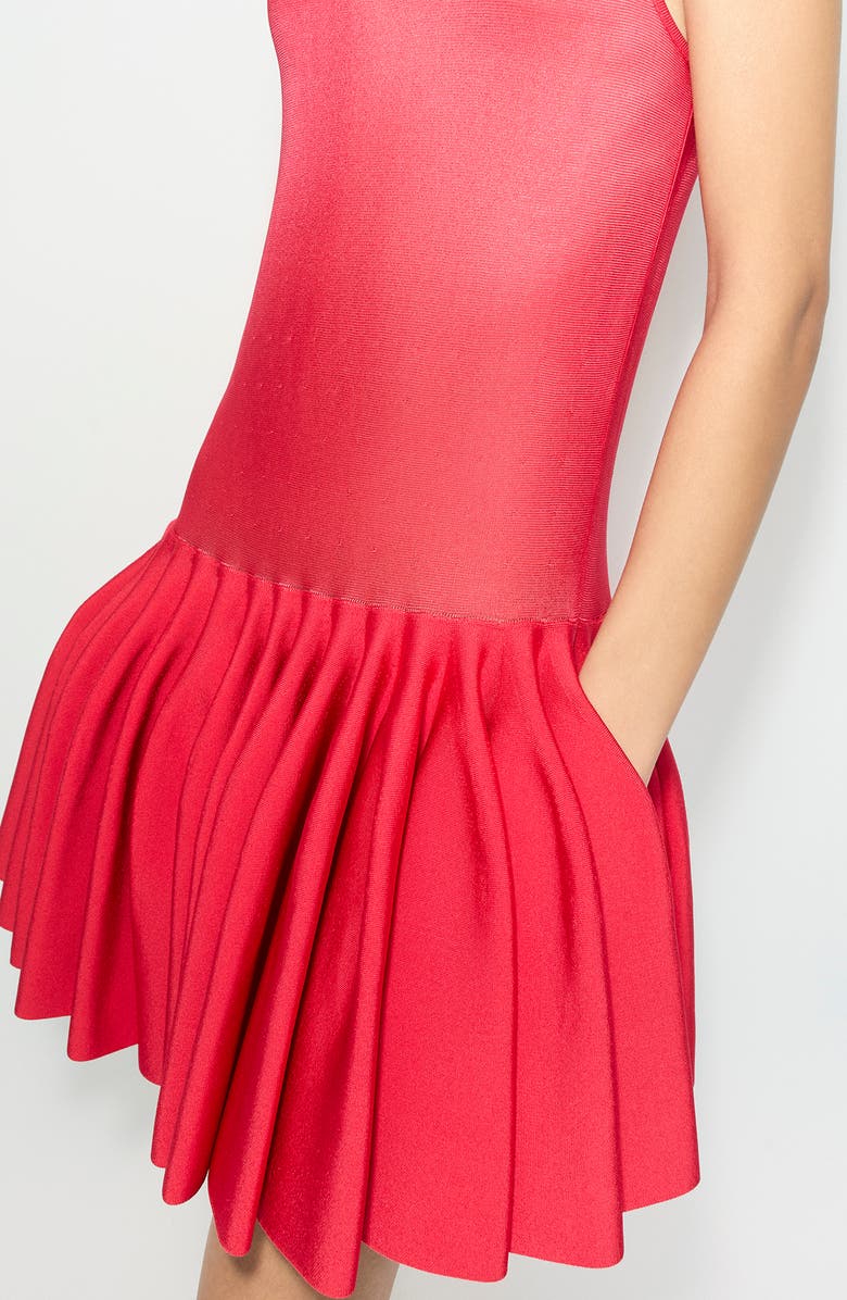Alaïa Knit Godet Minidress, Alternate, color, Rouge