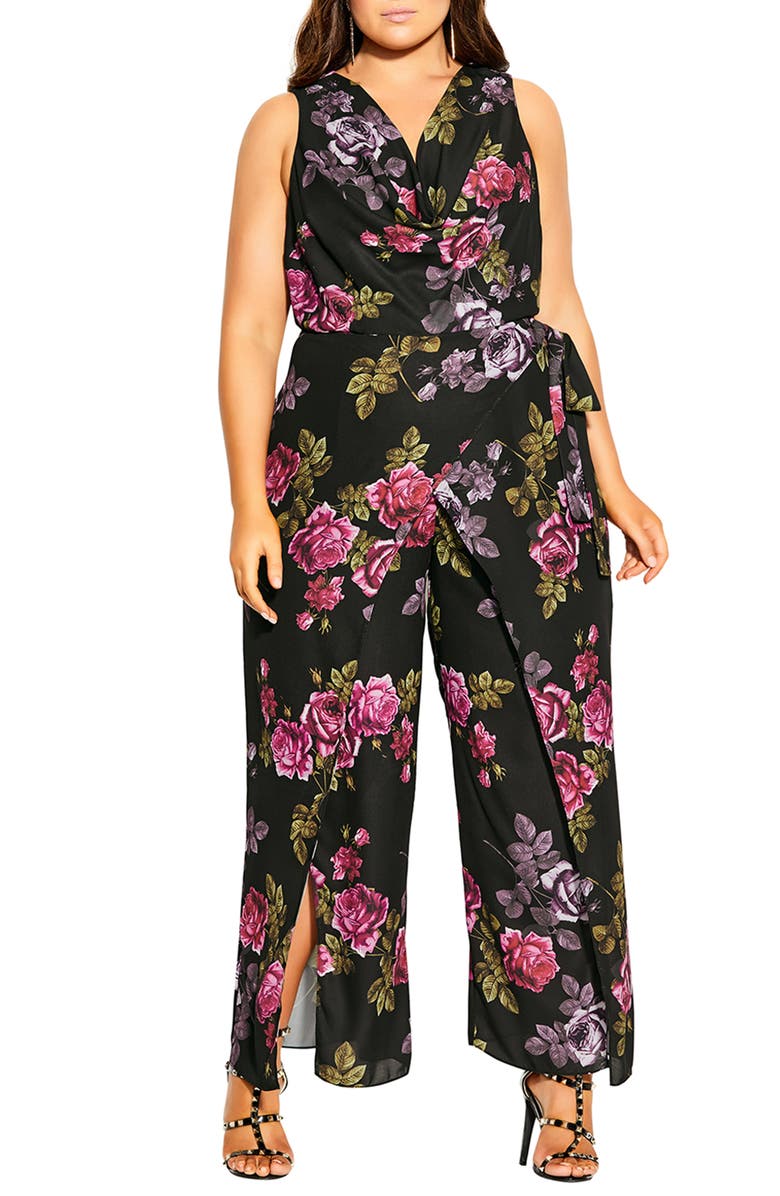 City Chic Floral Jumpsuit, Main, color,