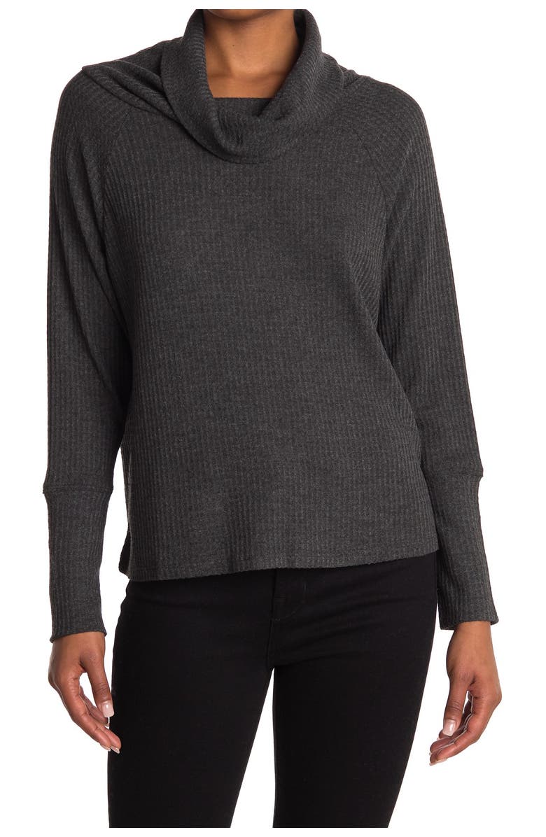 Bobeau Cowl Neck Raglan Sleeve Thermal Top, Main, color, 