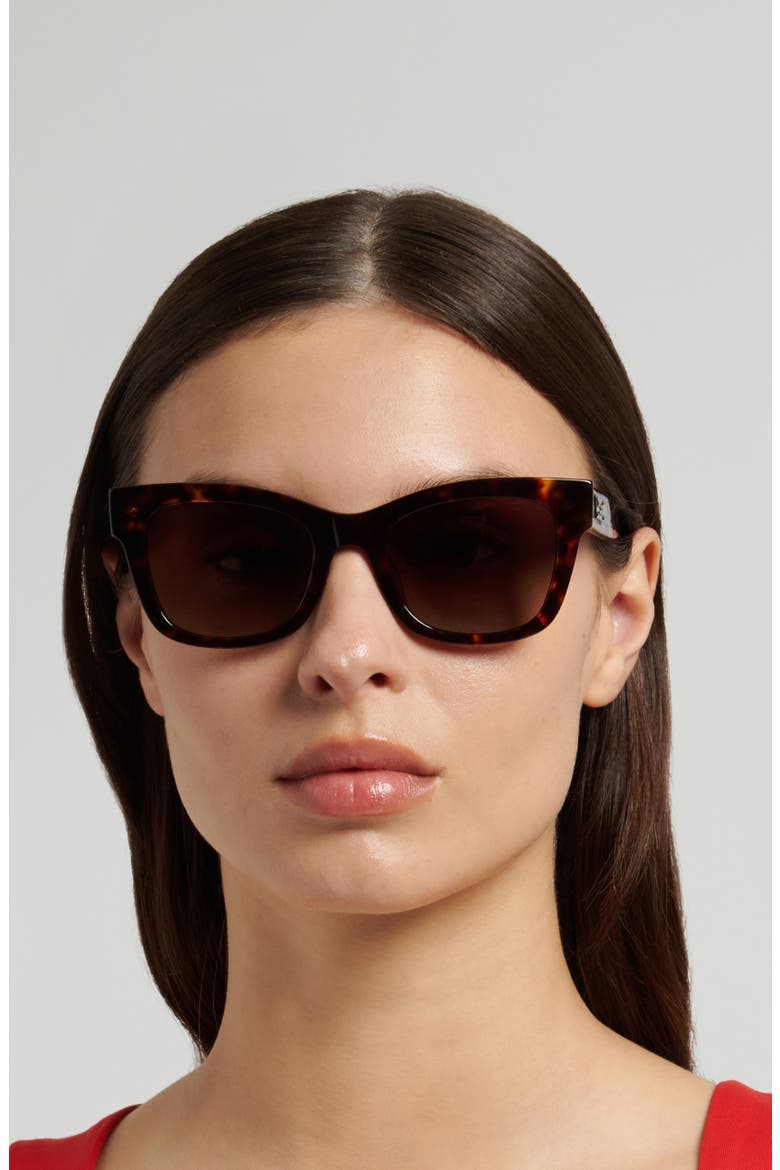 51mm gradient polarized square sunglasses, Alternate, color, HAVANA PATTERN BEIGE/ BROWN