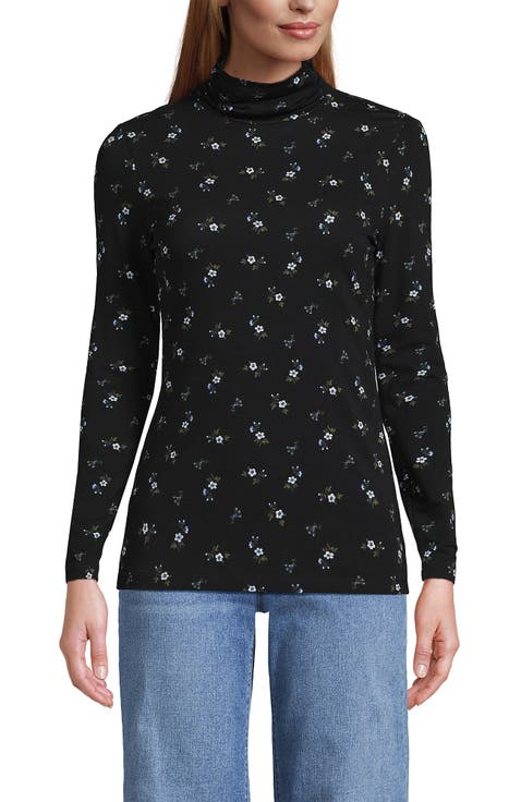 Lightweight Jersey Skimming Long Sleeve Turtleneck