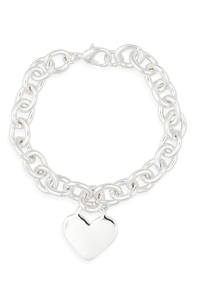 Leith Link & Heart Bracelet, Alternate, color, Silver