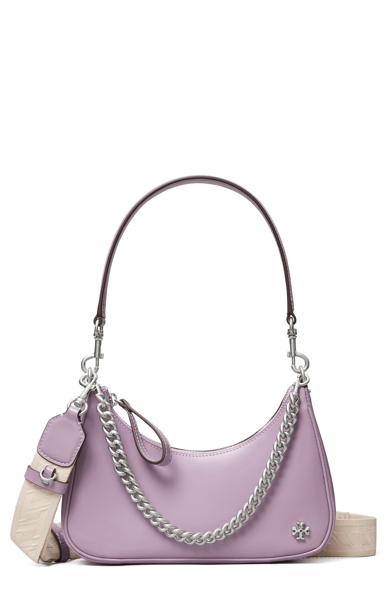 151 Mercer Patent Small Leather Crescent Bag, Main, color, THISTLE