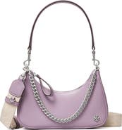 Tory Burch 151 Mercer Patent Small Leather Crescent Bag