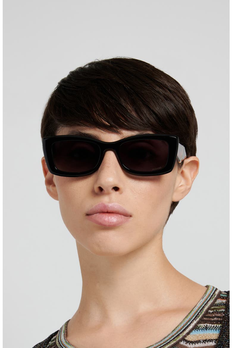53mm Gradient Rectangular Sunglasses, Alternate, color, BLACK/ DARK GREY SF