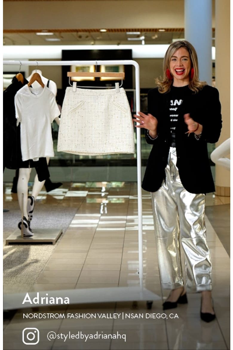 Imitation Pearl Trim Metallic Tweed Skirt video