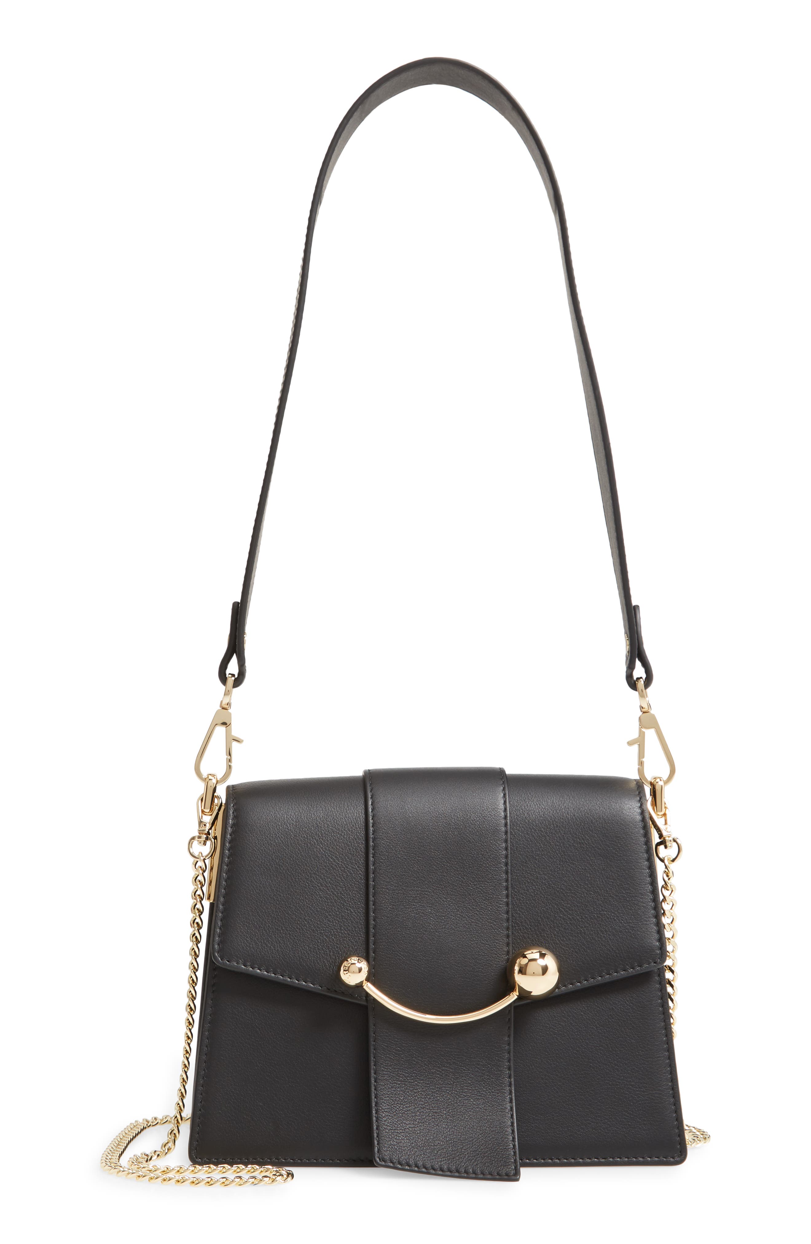 Strathberry Box Crescent Leather Shoulder Bag, Main, color, 