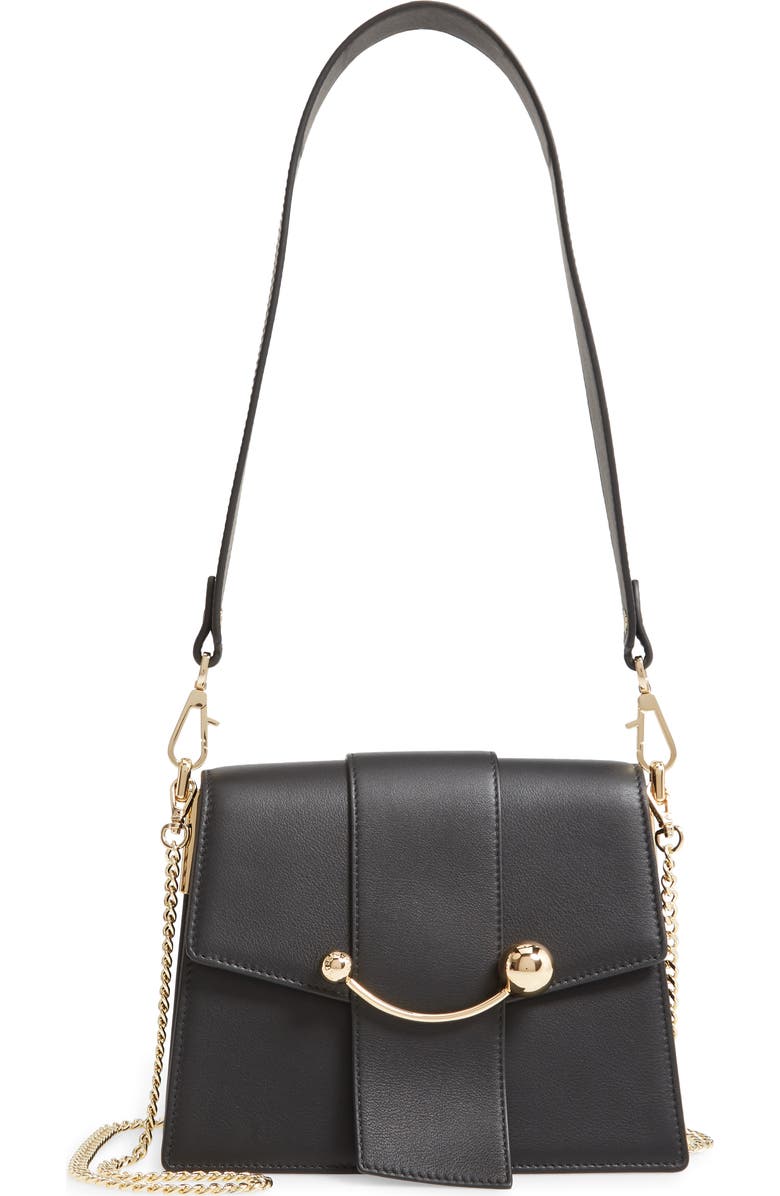 Strathberry Box Crescent Leather Shoulder Bag, Main, color,