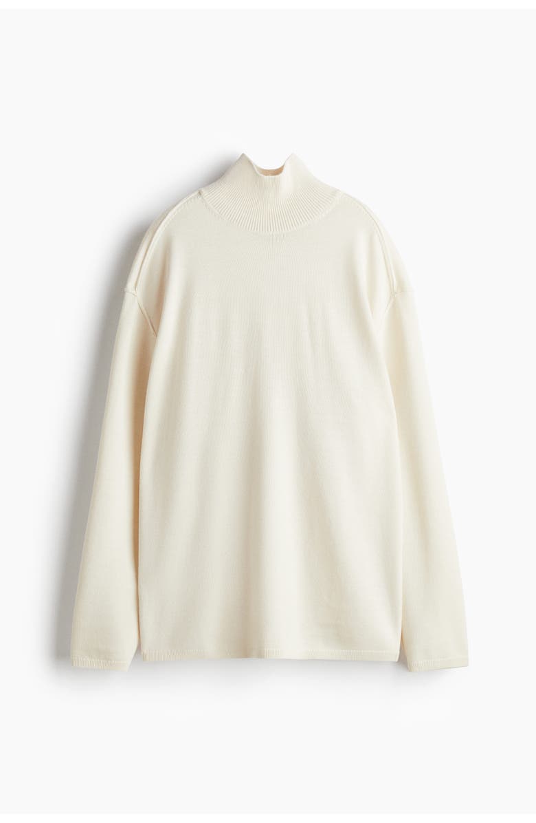 H&M Merino Wool Turtleneck Jumper, Main, color, Cream