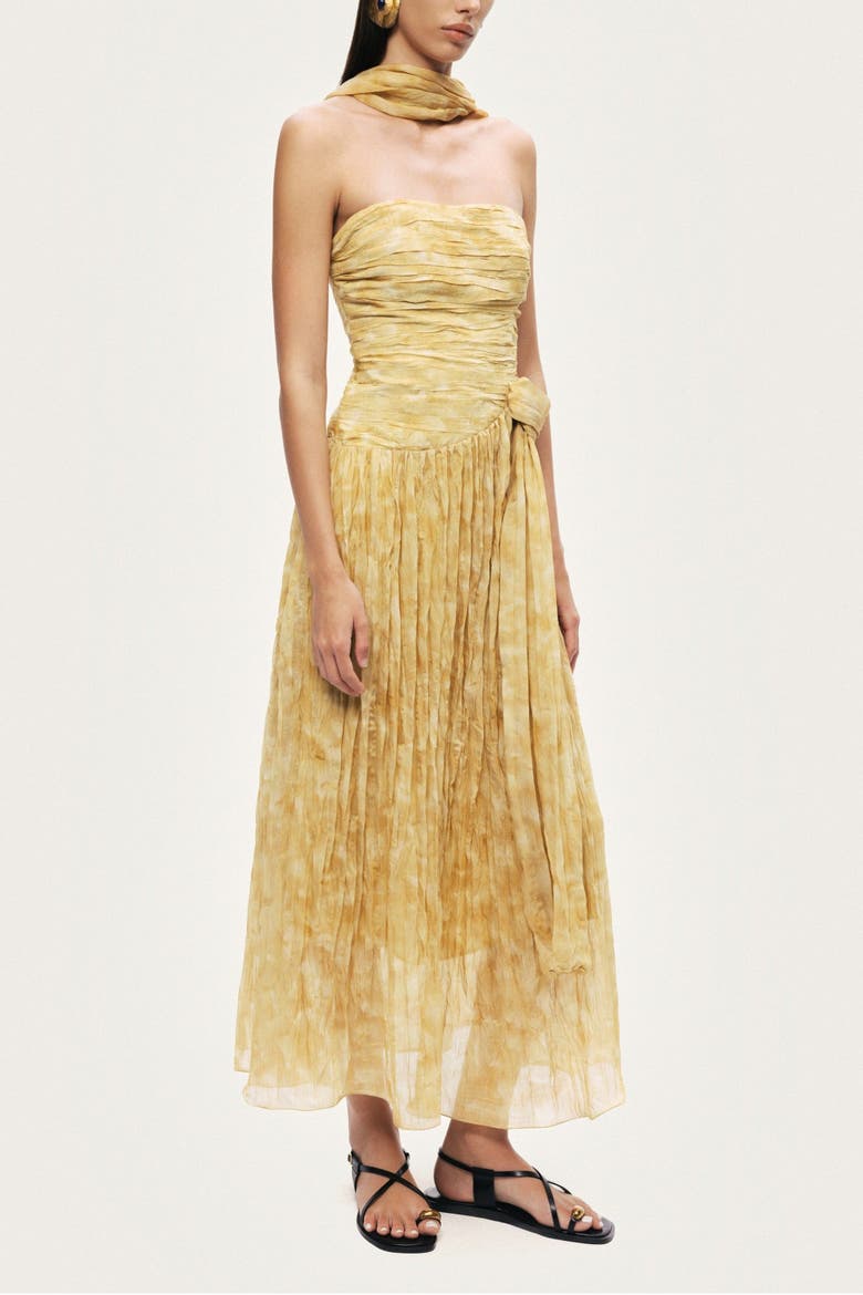 Strapless Midi Dress, Alternate, color, Yellow