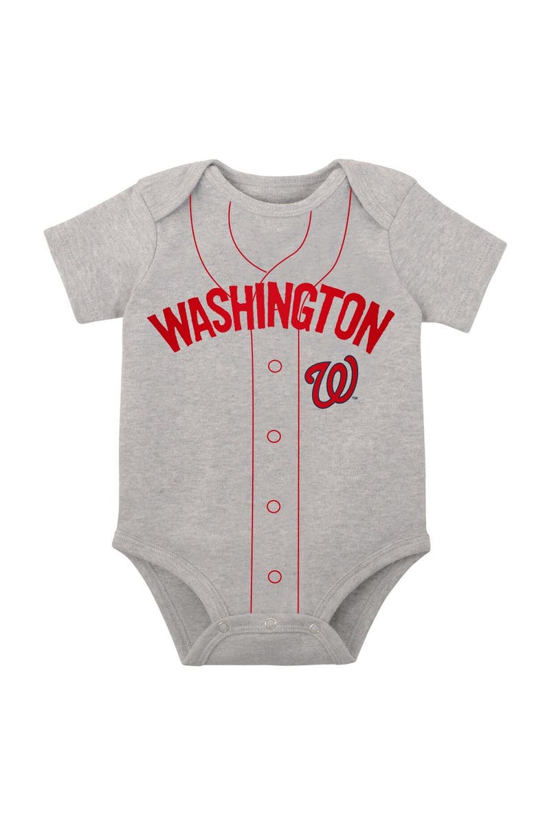 Outerstuff Newborn & Infant White/Heather Gray Washington Nationals Little Slugger Two-Pack Bodysuit Set, Alternate, color, 