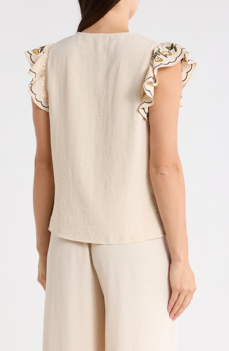 Adrianna Papell V-Neck Embroidered Top, Alternate, color, Pale Oak