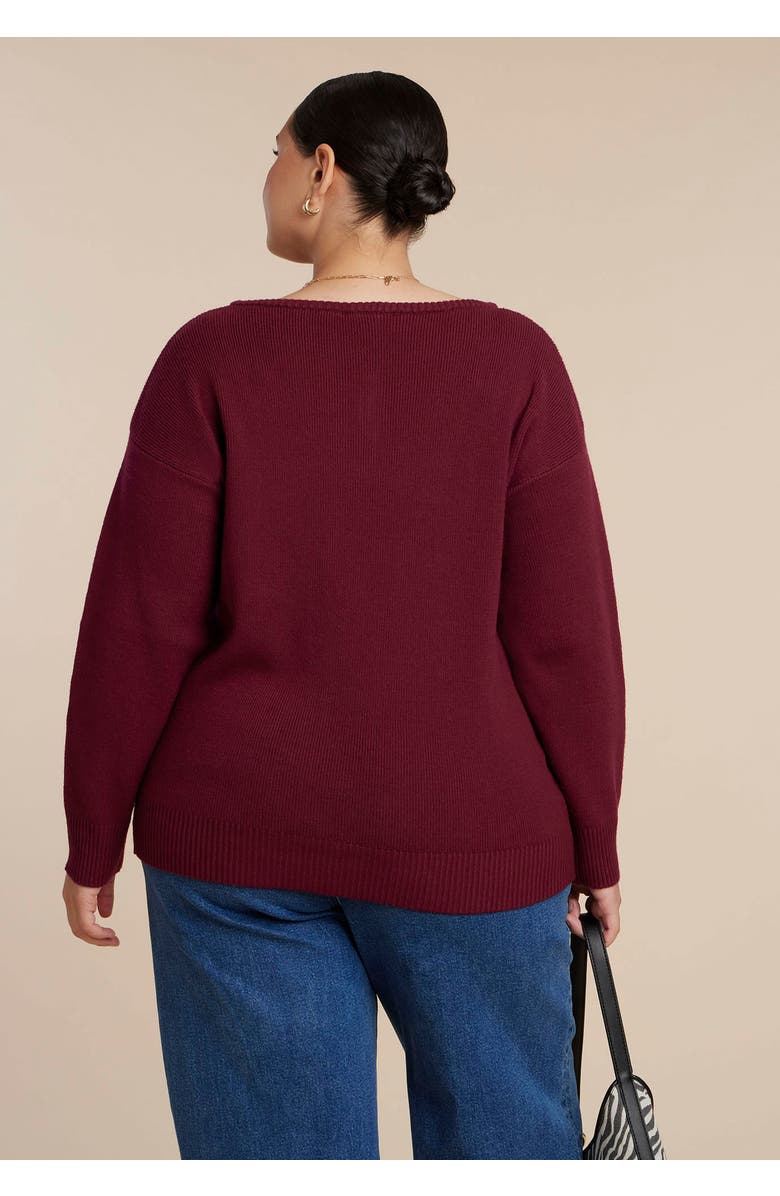 ELOQUII Deep V-Neck Sweater, Alternate, color, Port Royale
