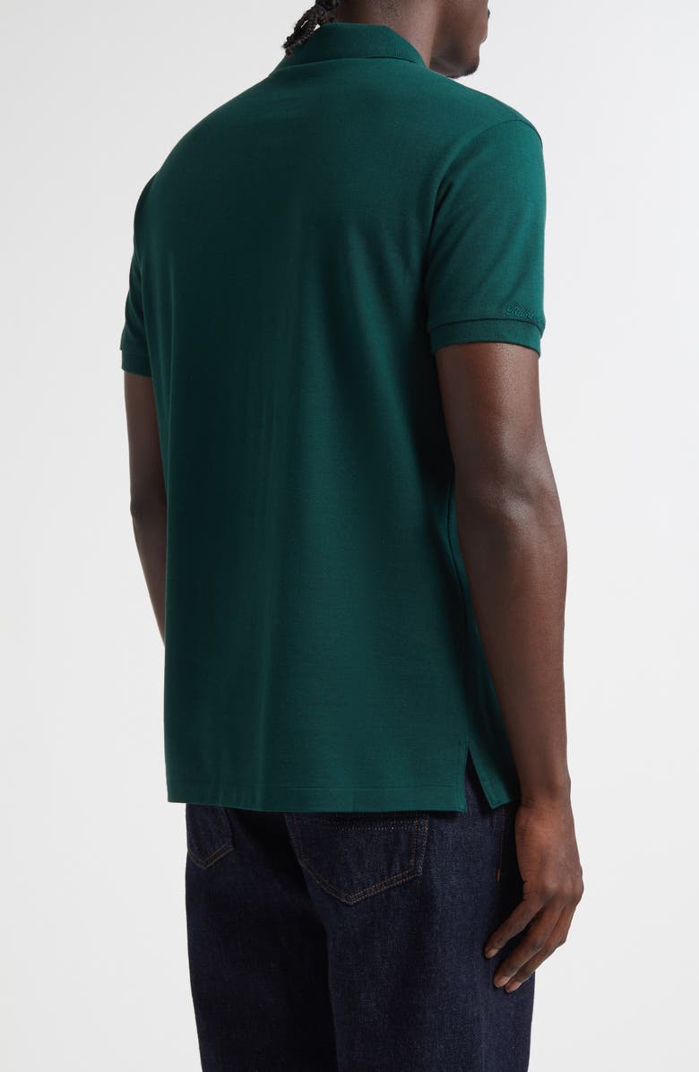 Ralph Lauren Purple Label Embroidered Polo Bear Cotton & Cashmere Piqué Polo, Alternate, color, Moss Agate