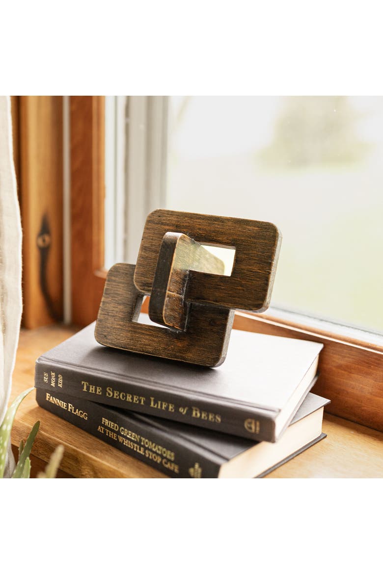 Linked Rectangle Decorative Chain Accent Wood, Alternate, color, Brown