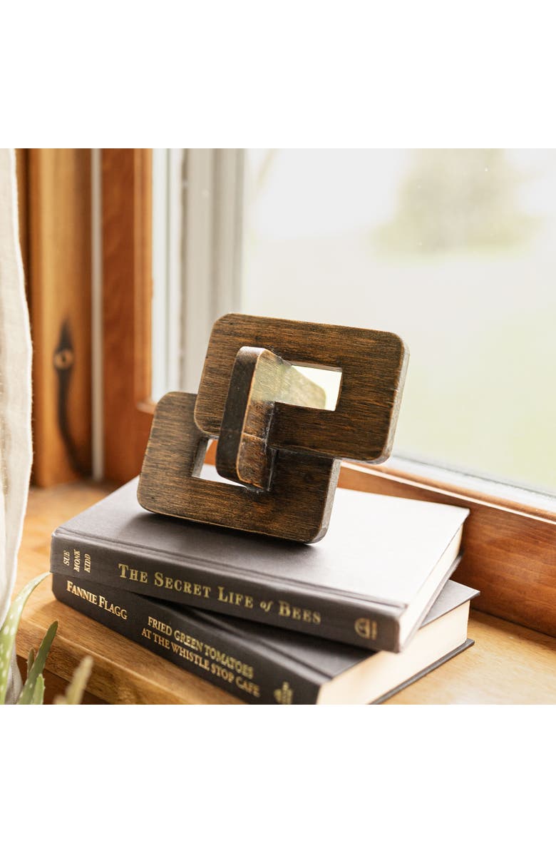 Foreside Home and Garden Linked Rectangle Decorative Chain Accent Wood, Alternate, color, Brown