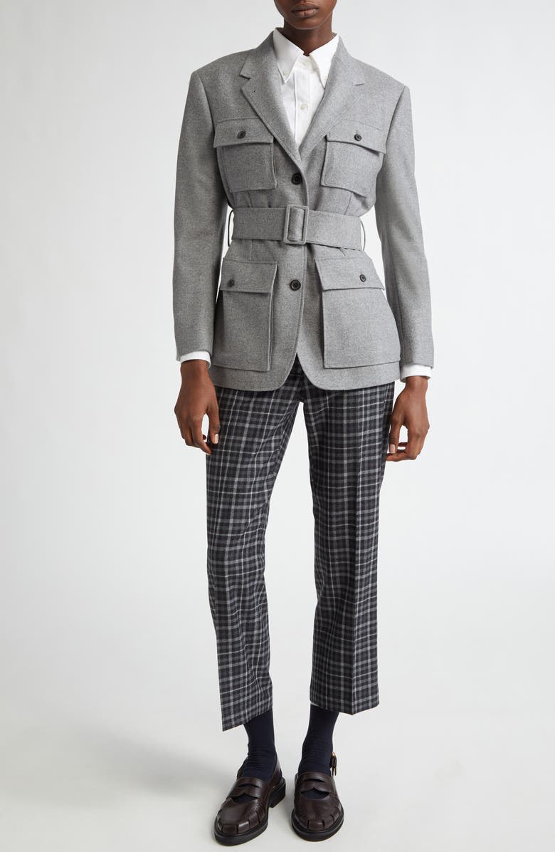 Thom Browne Wool Flannel Safari Jacket, Alternate, color, Light Grey