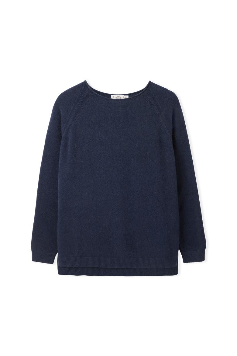 Roll Edge Crew Neck Jumper, Alternate, color, Navy