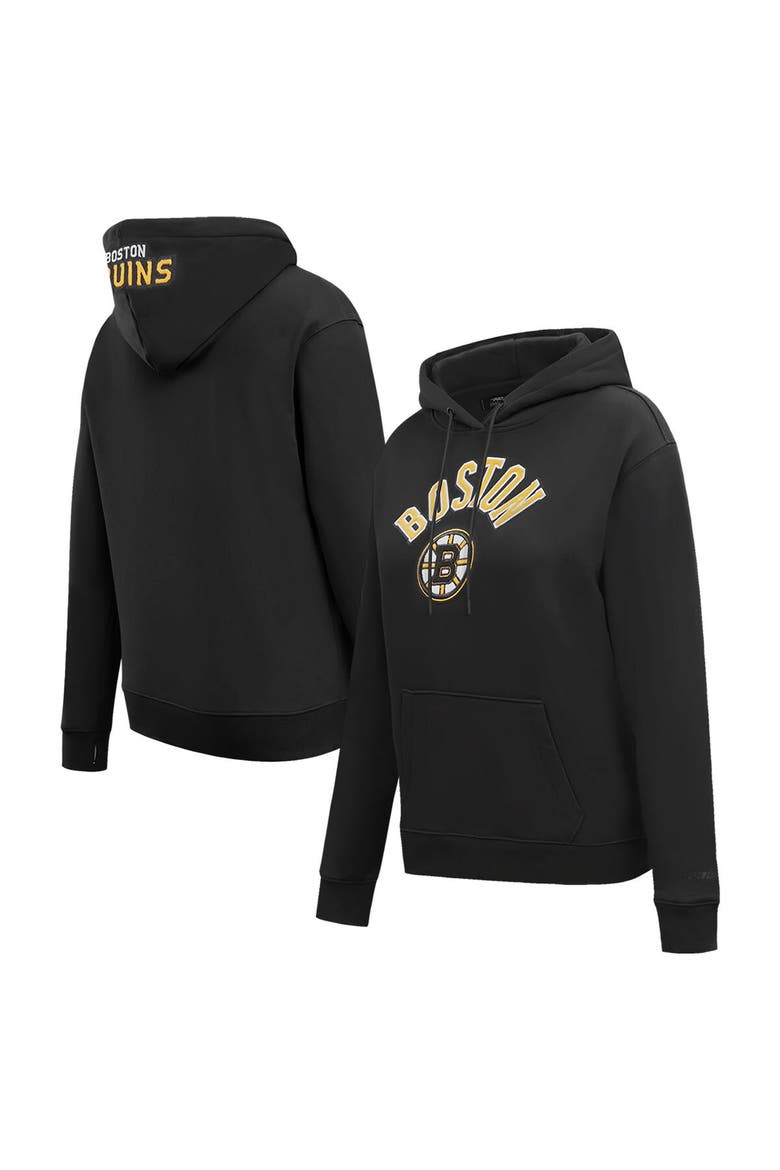 Women's Pro Standard Black Boston Bruins Classic Chenille Pullover Hoodie, Alternate, color, Black