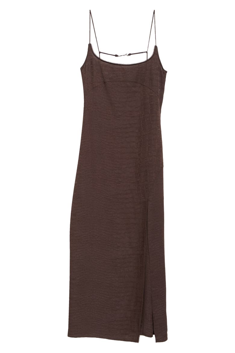 The Notte Charm Logo Crocodile Jacquard Midi Dress, Alternate, color, CROCO BROWN