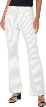 Liverpool Los Angeles Hannah Pinstripe Frayed Flare Jeans