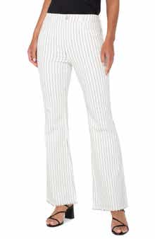 Liverpool Los Angeles Hannah Pinstripe Frayed Flare Jeans