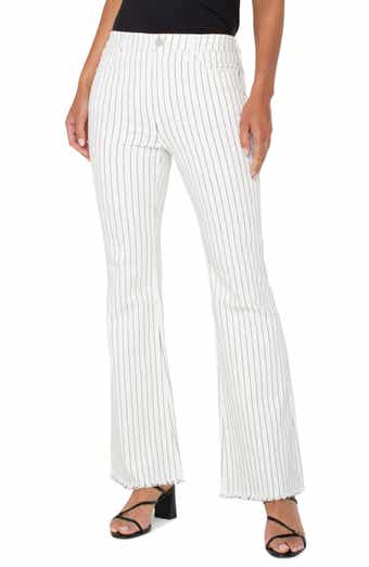 Liverpool Los Angeles Hannah Pinstripe Frayed Flare Jeans