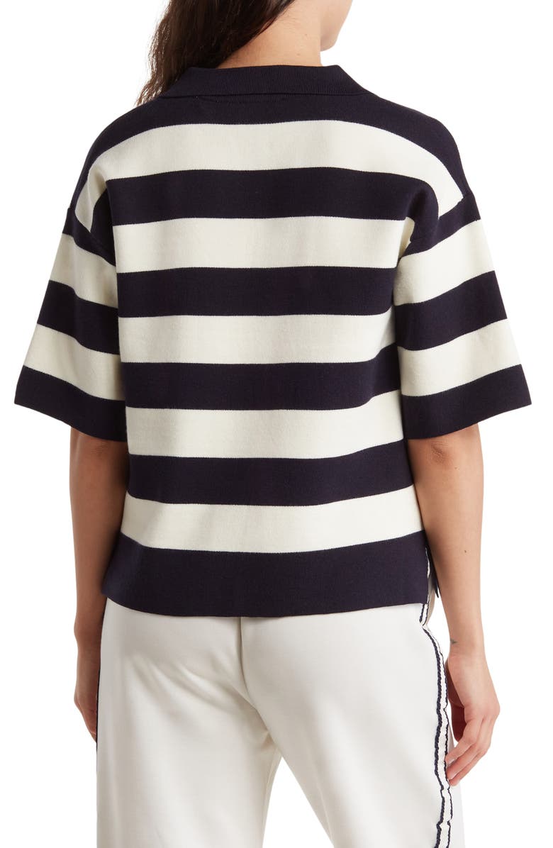 ELIE ELIE TAHARI Stripe Short Sleeve Polo Sweater, Alternate, color,