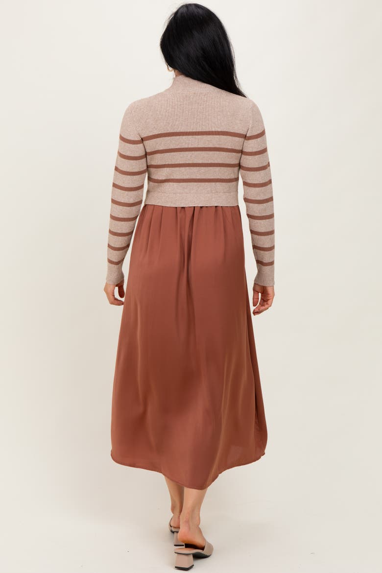 Striped Contrast Sweater Top Maxi Dress, Alternate, color, Rust
