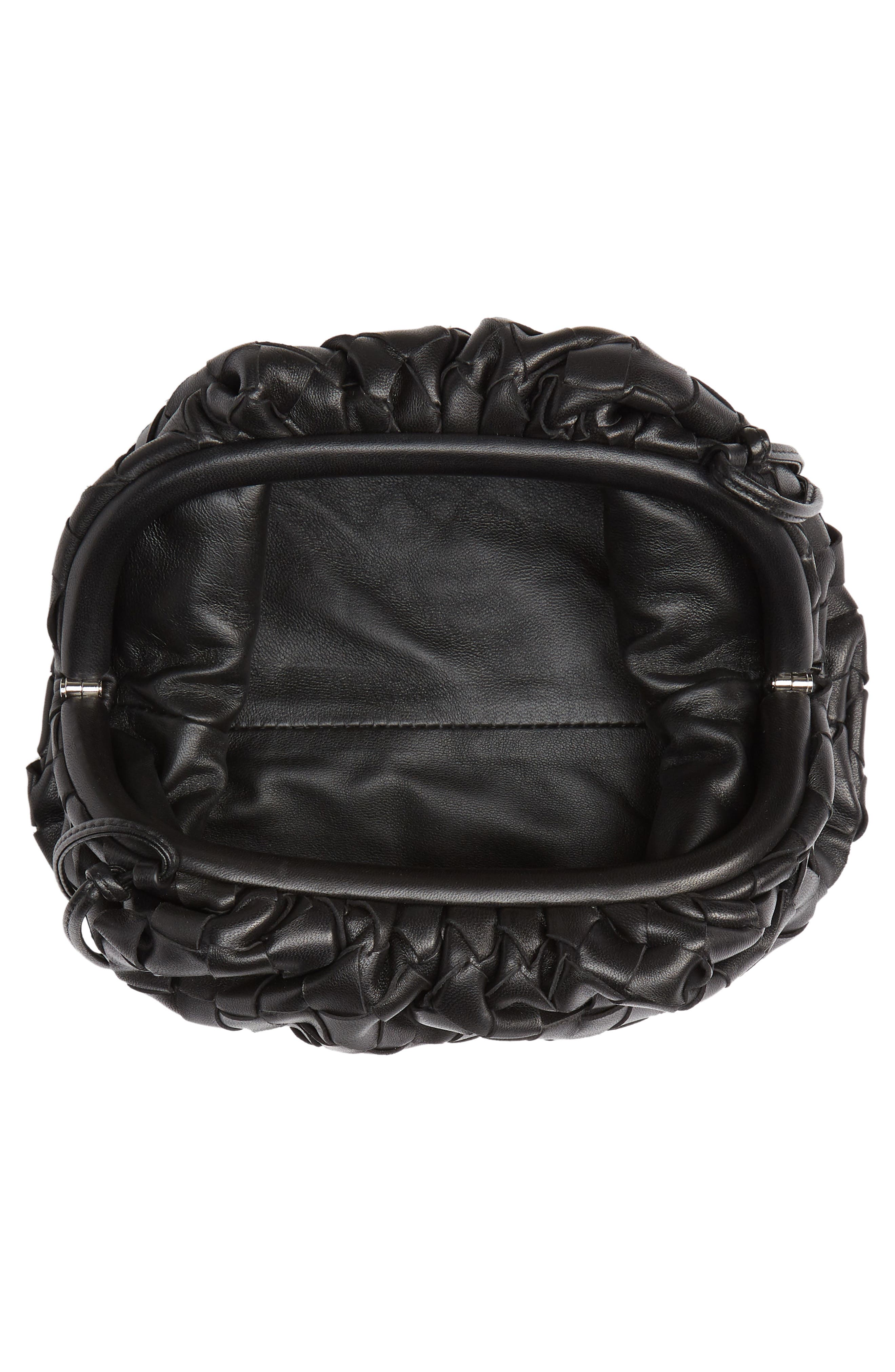 Bottega Veneta Small The Pouch Leather Clutch, Alternate, color, Nero/ Silver