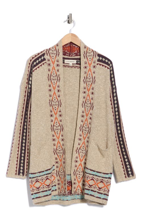 Lucky Brand Geometric Border Pocket Cardigan In Multi
