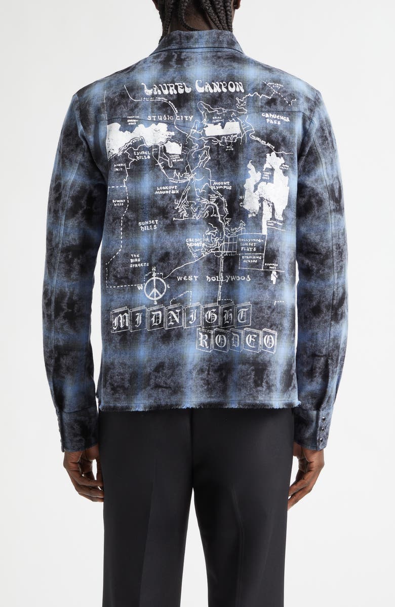 MIDNIGHT RODEO Laurel Canyon Plaid Flannel Graphic Shirt, Alternate, color, Overdye Blue
