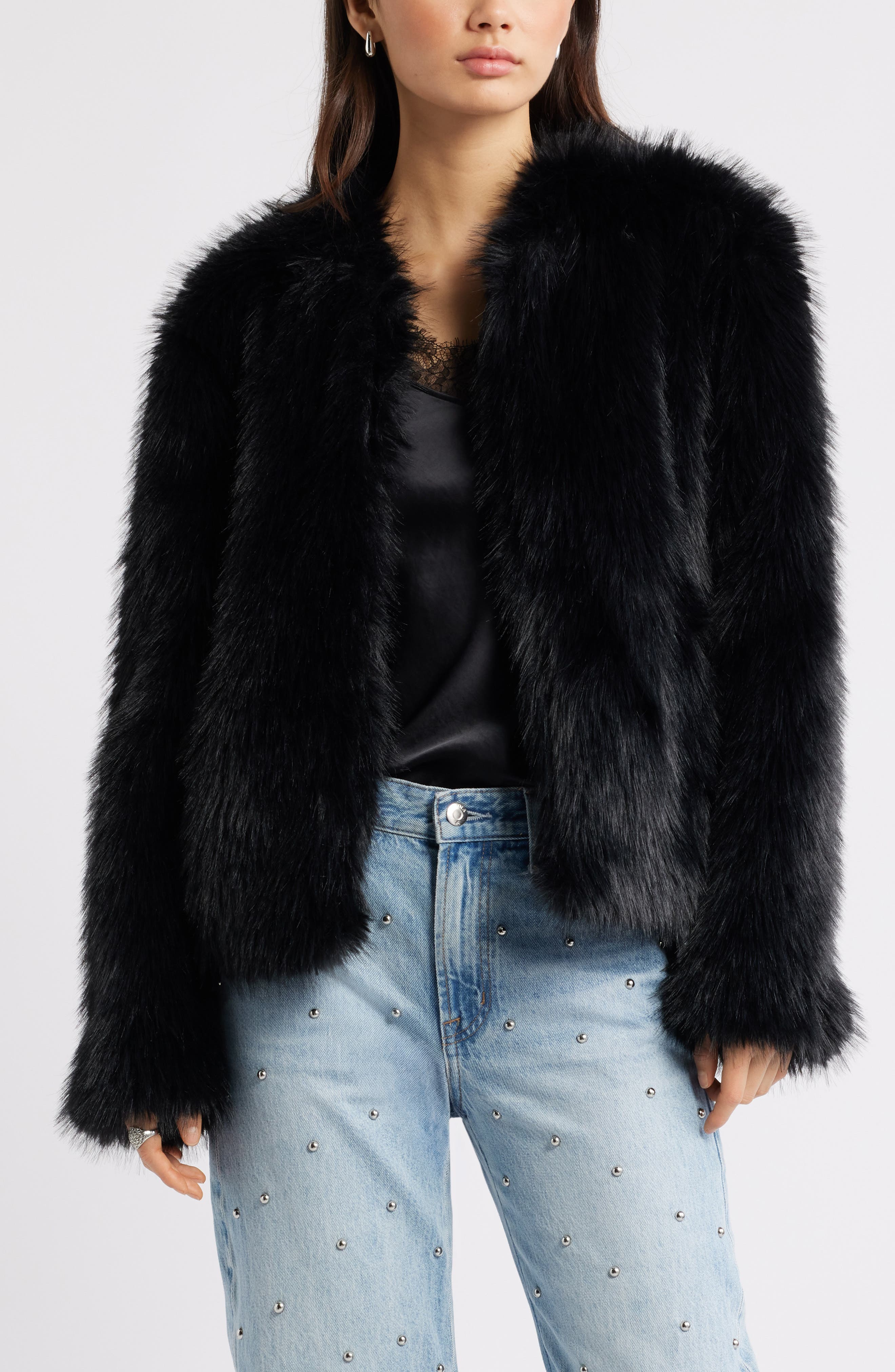 Open Edit Faux Fur Jacket