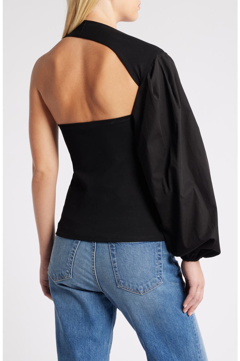 Grove One-Shoulder Top, Alternate, color, BLACK