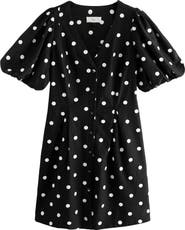 NEXT Puff Sleeve Polka Dot Dress