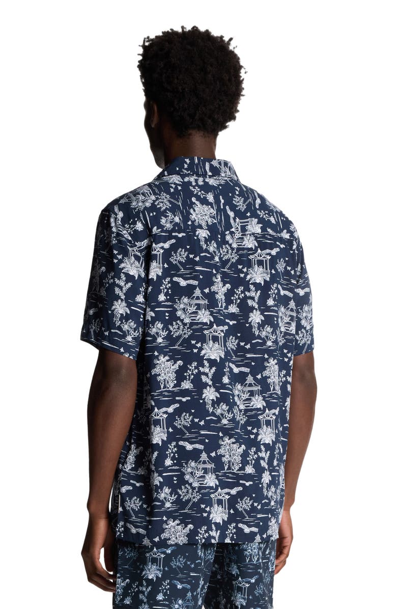 Lyle & Scott Botanical Garden Print Resort Shirt, Alternate, color, Dark Navy