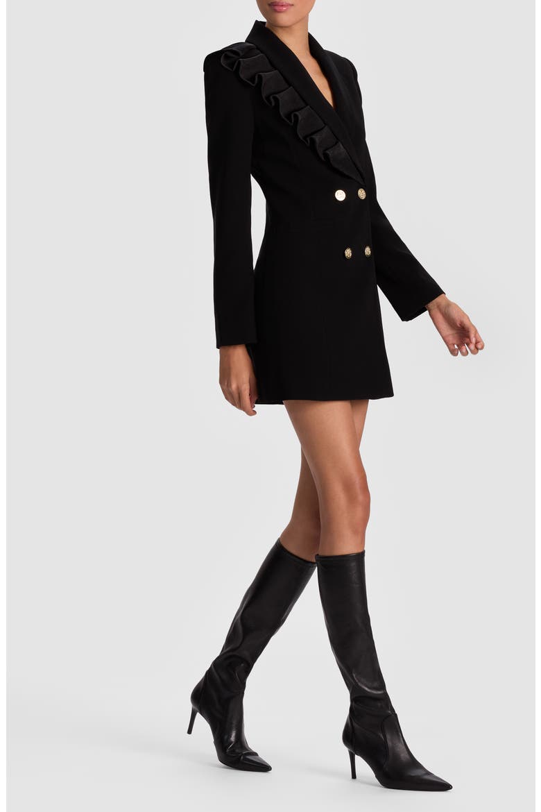Latoya Ruffle Detail Long Sleeve Blazer Dress, Alternate, color, BLACK